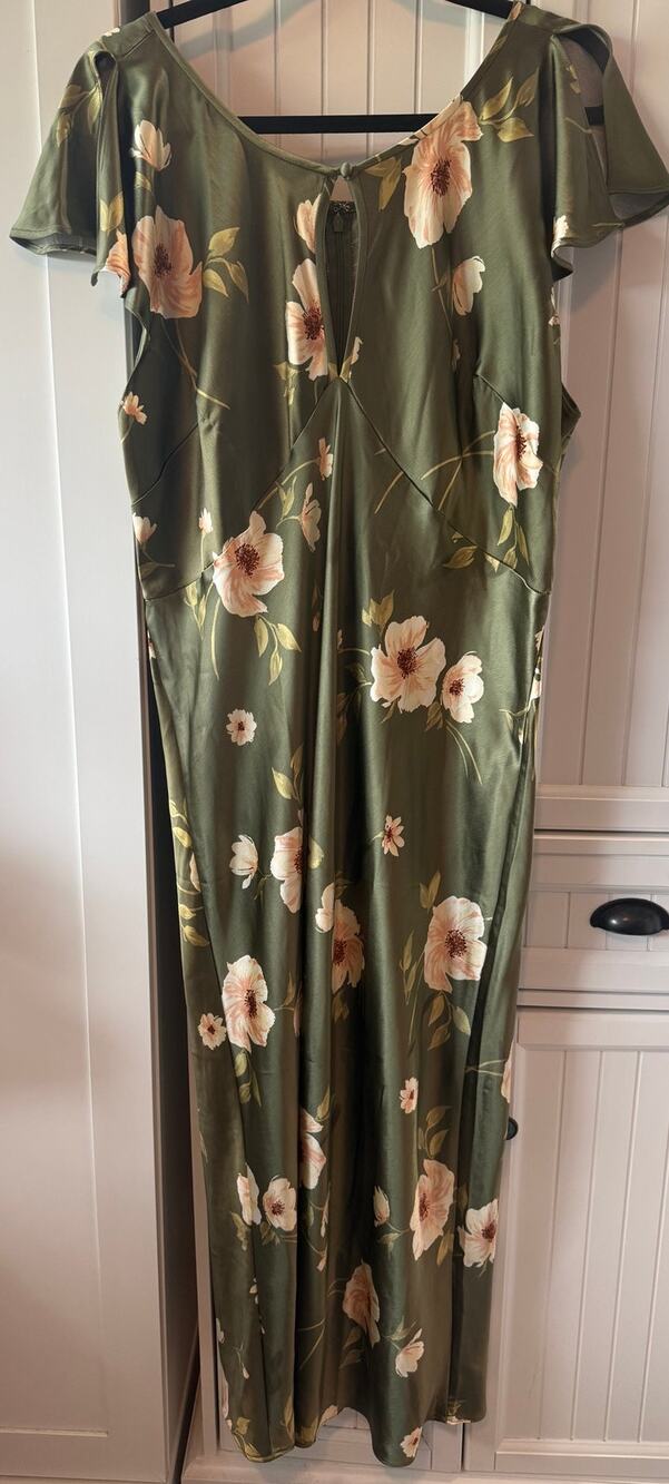 The Occasion by Old Navy Flutter-Sleeve Satin Maxi Dress sz XLP NWT